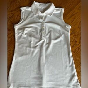 Nike White Sleeveless Polo Blouse